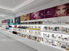Pastel Pink Cosmetics Store Gondola Shelving