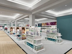 Pastel Pink Cosmetics Store Gondola Shelving