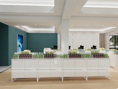 Pastel Pink Cosmetics Store Gondola Shelving