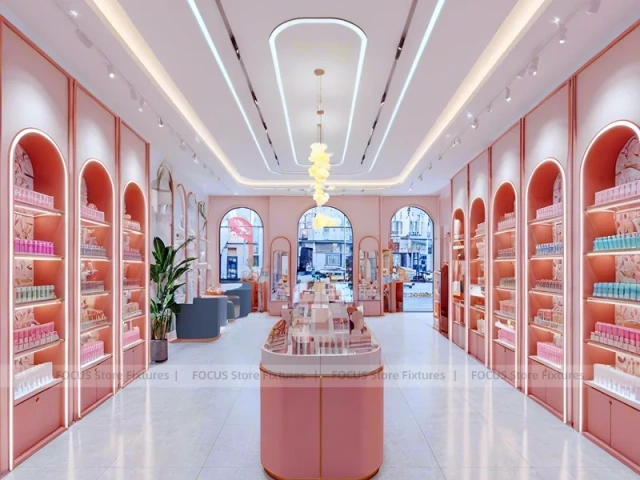 Pink Arched Cosmetics Boutique Interior