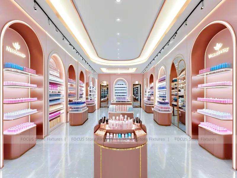 Pink Arched Cosmetics Boutique Interior