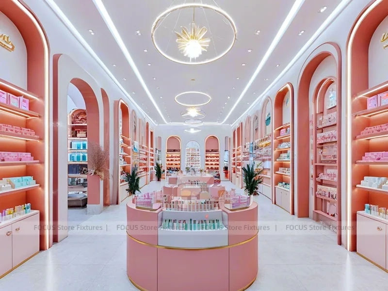 Pink Arched Cosmetics Boutique Interior