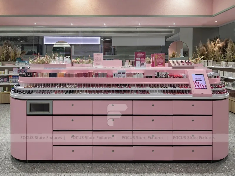 Pink Arched Cosmetics Boutique with Seating Area