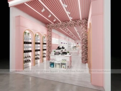 Pink Beauty Reception Counter with Arched Shelving