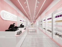 Pink Beauty Reception Counter with Arched Shelving