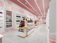 Pink Beauty Reception Counter with Arched Shelving
