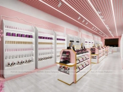 Pink Beauty Reception Counter with Arched Shelving