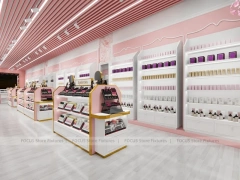 Pink Beauty Reception Counter with Arched Shelving