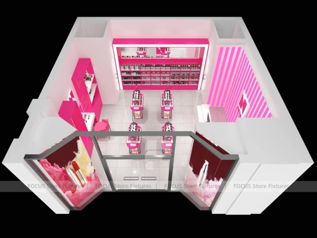 Pink Compact Cosmetics Kiosk Floor Plan