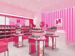 Pink Compact Cosmetics Kiosk Floor Plan