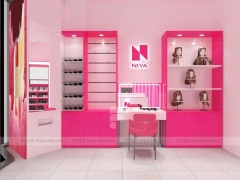 Pink Compact Cosmetics Kiosk Floor Plan