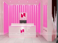 Pink Compact Cosmetics Kiosk Floor Plan