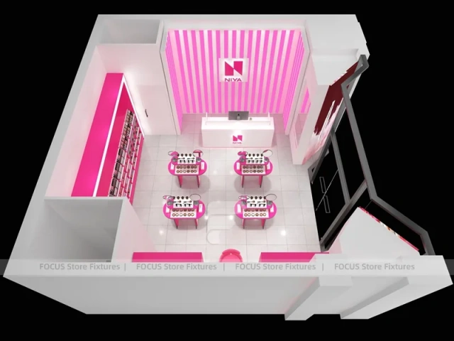 Pink Compact Cosmetics Kiosk Floor Plan