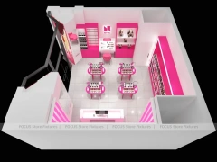 Pink Compact Cosmetics Kiosk Floor Plan