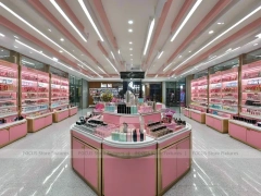 Pink Cosmetics Store with Curved Island Counter