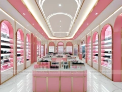 Pink Cosmetics Store with Island Gondolas