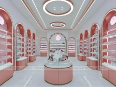 Pink Cosmetics Store with Island Gondolas
