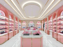 Pink Cosmetics Store with Island Gondolas