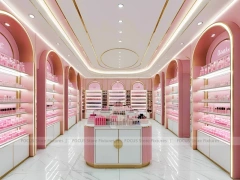 Pink Cosmetics Store with Island Gondolas