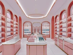 Pink Cosmetics Store with Island Gondolas