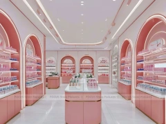 Pink Cosmetics Store with Island Gondolas