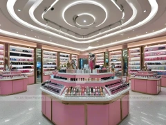 Pink Luxury Cosmetics Store with Central Island