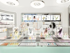 Pink Rotating Cosmetics Tabletop Display Close Up