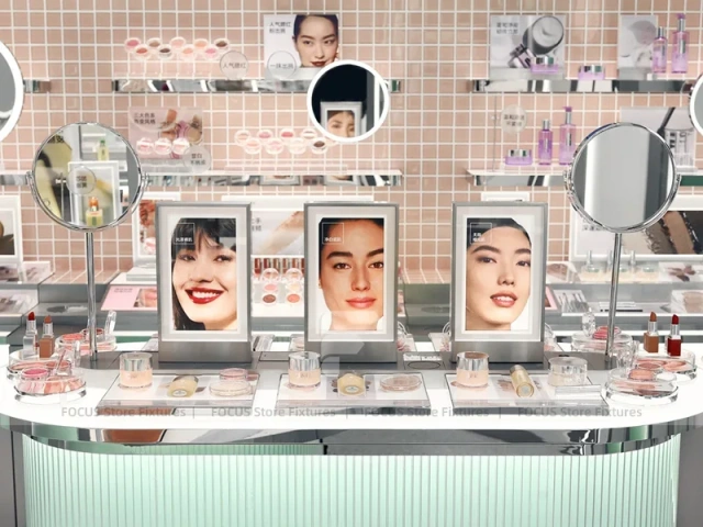 Pink Rotating Cosmetics Tabletop Display Close Up