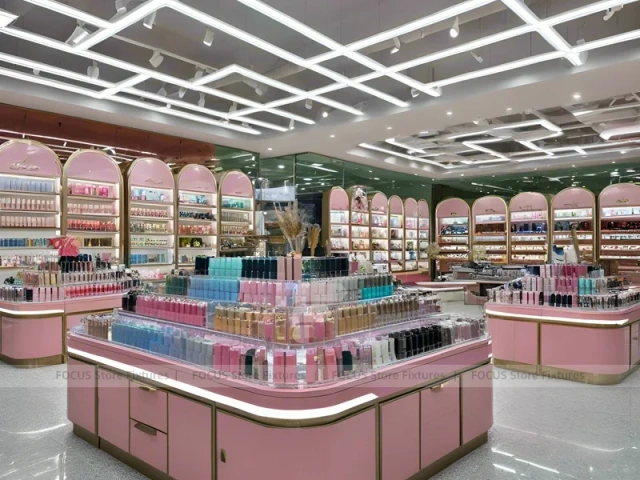 Pink Skincare Boutique with Perimeter Shelving