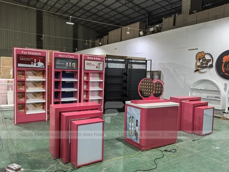 Pink and Black Beauty Wall Display Fixtures