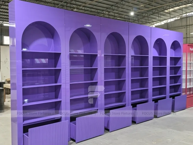 Purple Arched Cosmetics Wall Shelving