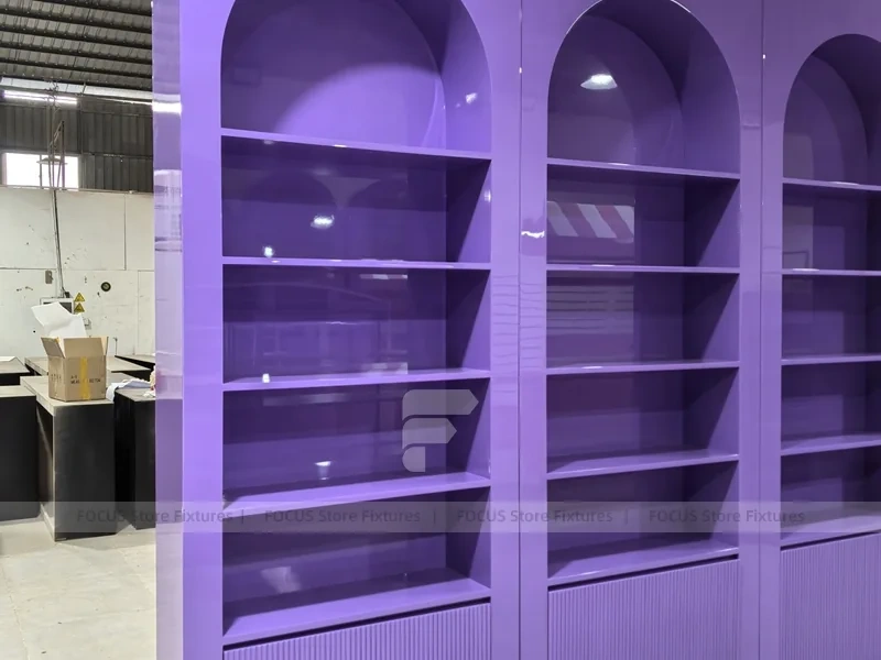 Purple Arched Cosmetics Wall Shelving