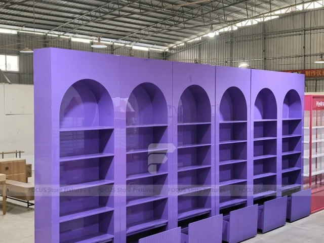 Purple Arched Cosmetics Wall Shelving