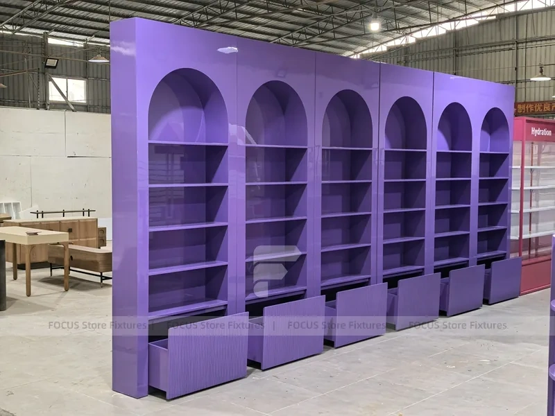 Purple Arched Cosmetics Wall Shelving