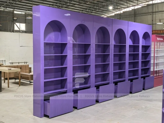 Purple Arched Cosmetics Wall Shelving