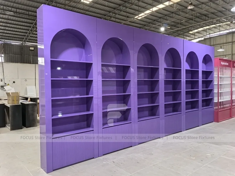 Purple Arched Cosmetics Wall Shelving