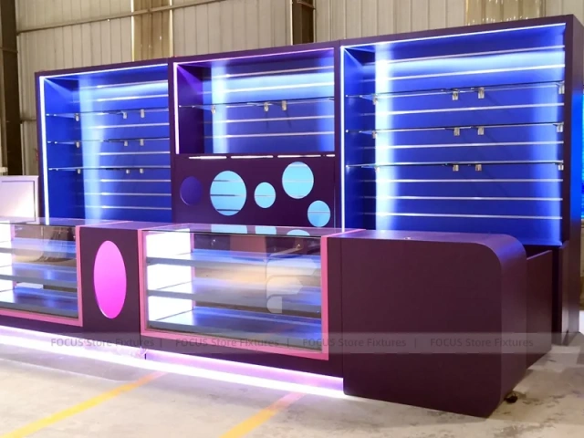 Purple Blue LED Phone Accessories Wall Display