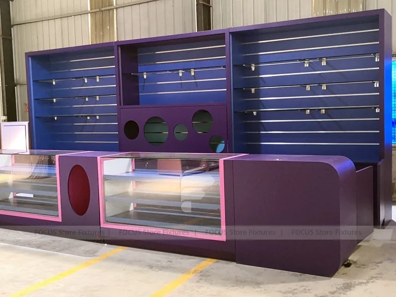 Purple Blue LED Phone Accessories Wall Display