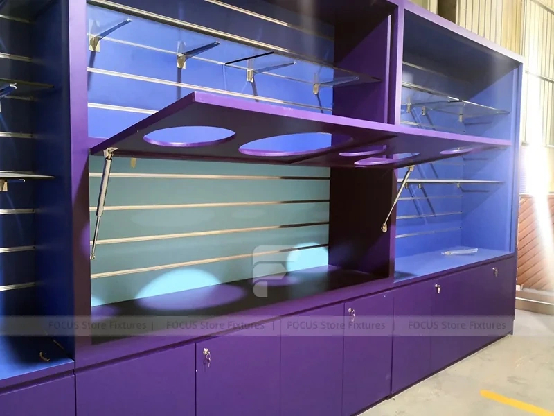 Purple Blue LED Phone Accessories Wall Display