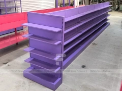 Purple Double Sided Gondola Shelving Fixture