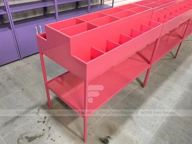 Purple Double Sided Gondola Shelving Fixture