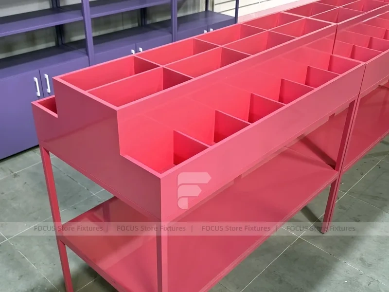 Purple Double Sided Gondola Shelving Fixture