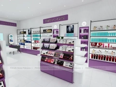 Purple Makeup Gondola and Wall Shelving