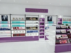 Purple Makeup Gondola and Wall Shelving