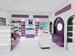 Purple Makeup Gondola and Wall Shelving