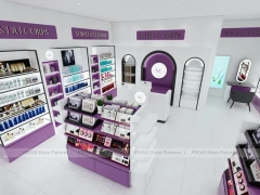 Purple Makeup Gondola and Wall Shelving