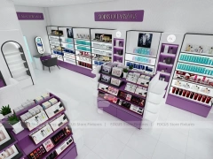 Purple Makeup Gondola and Wall Shelving