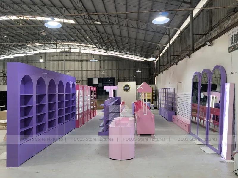 Purple Pink Beauty Store Fixture Layout