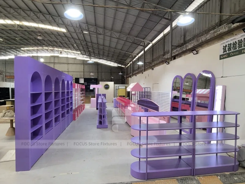 Purple Pink Beauty Store Fixture Layout