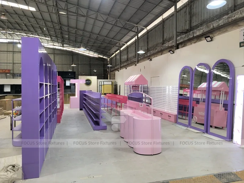 Purple Pink Beauty Store Fixture Layout